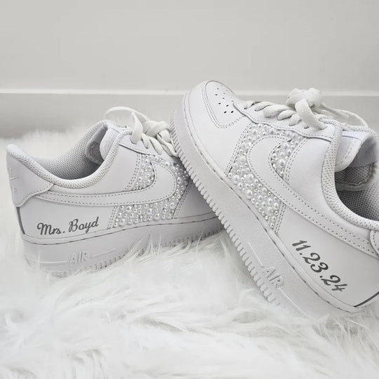 Custom Air Force 1 White With Pearl - like Decorations