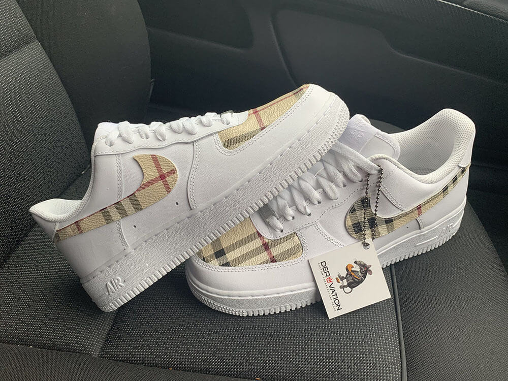 Custom Air Force 1 White With Plaid Pattern 