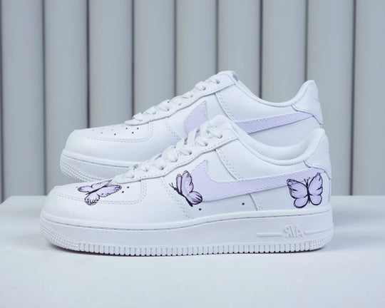 Custom Air Force 1 White With Purple Butterflies