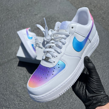 Custom Air Force 1 White With Rainbow Gradient Design 