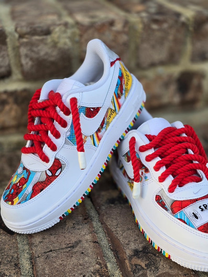 Custom Air Force 1 White With Spider - Man Comic Pattern 
