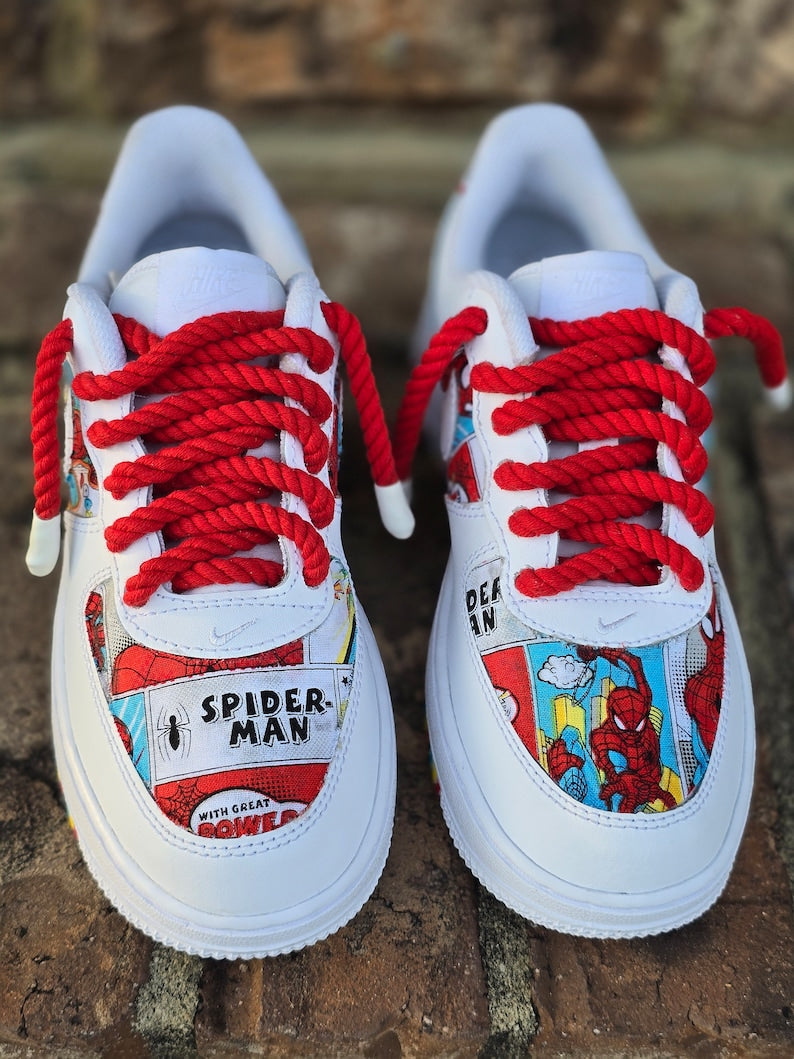 Custom Air Force 1 White With Spider - Man Comic Pattern 