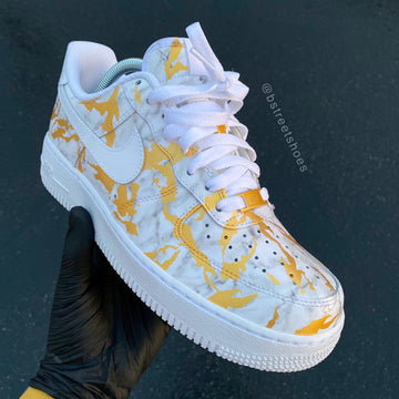 Custom Air Force 1 White With Yellow Camouflage Pattern 