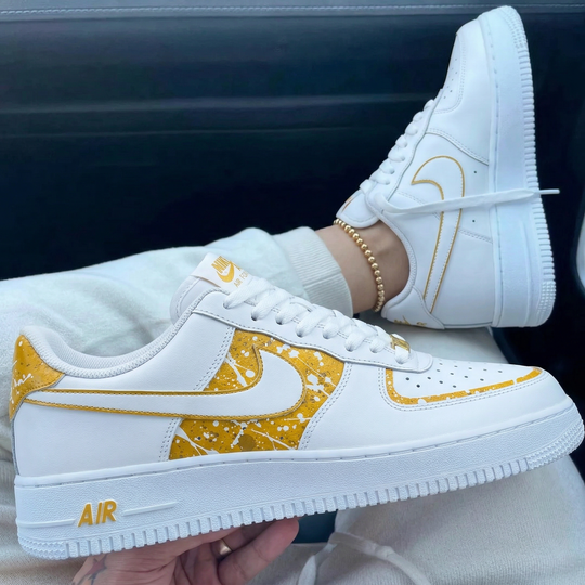 Custom Air Force 1 White Yellow Splatter