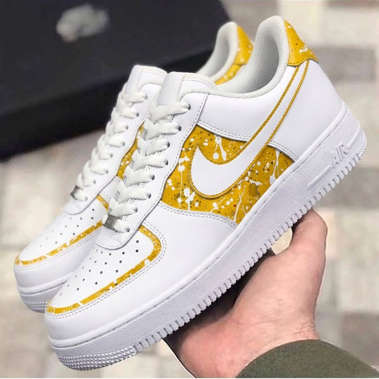 Custom Air Force 1 White Yellow Splatter