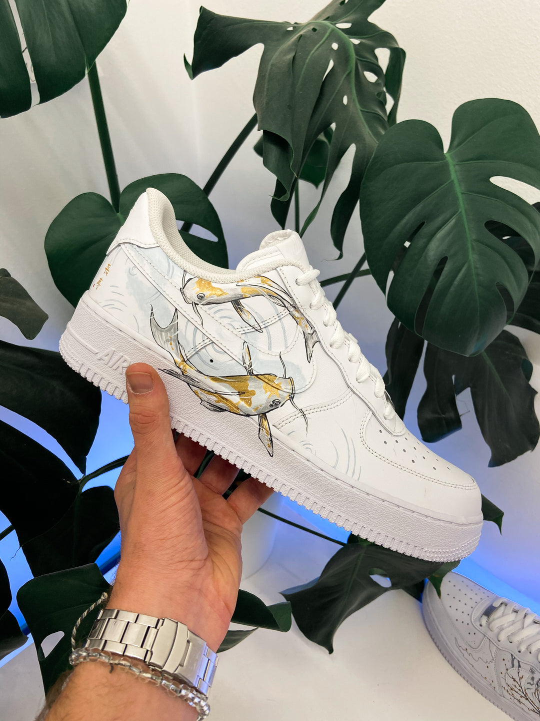 Custom Air Force 1 with Koi Fish and Cherry Blossom Design