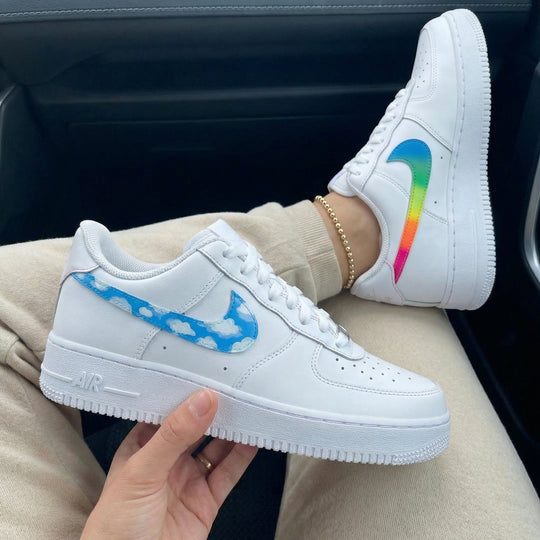 Custom Air Force 1 with Rainbow and Clouds Design