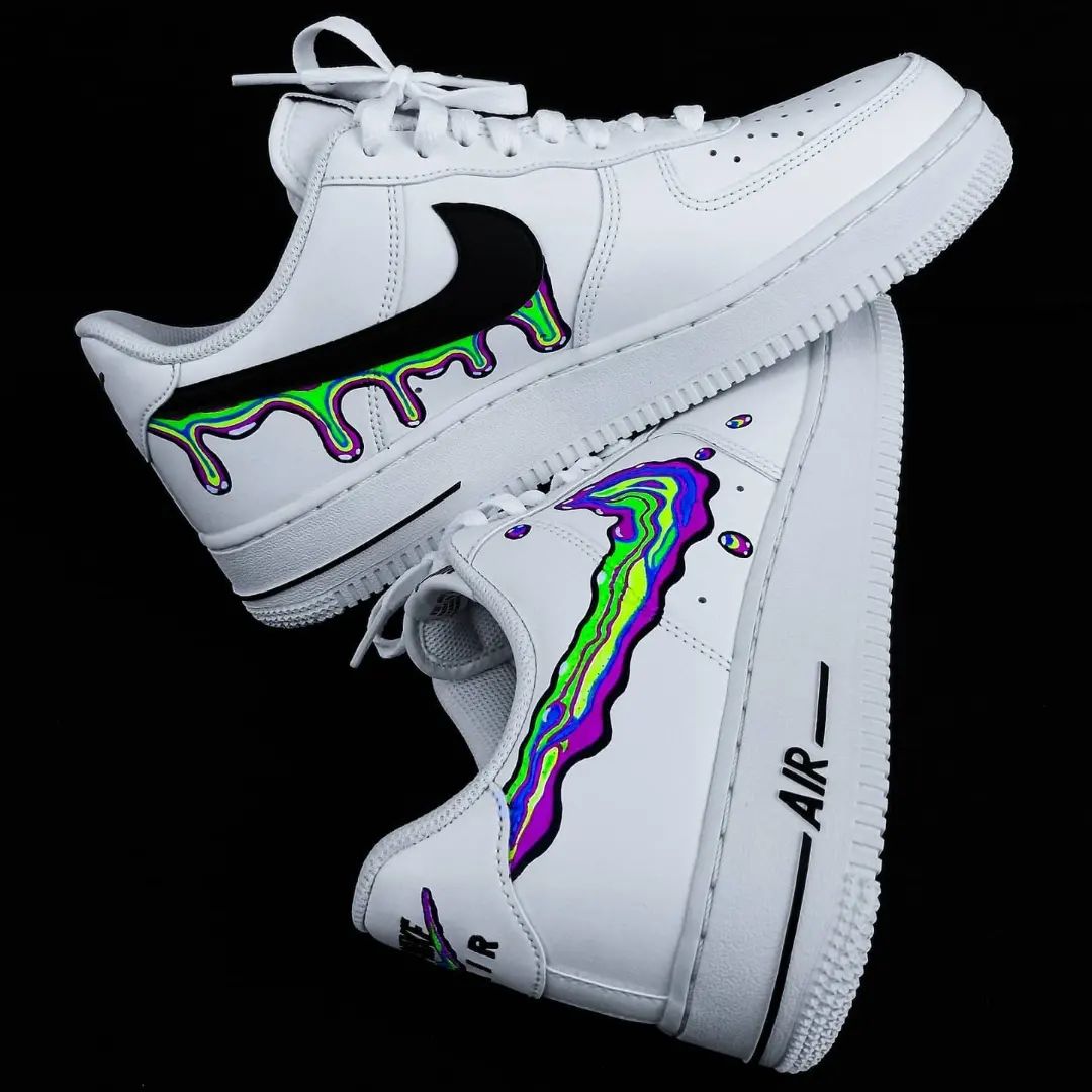 Custom Air Force 1 with Rainbow Drip Pattern