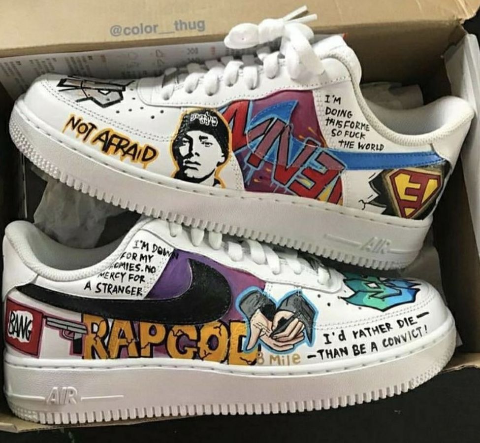 Lilac Rappers Custom Air Force 1 with Rap and Comic Patterns – Lilaccustom