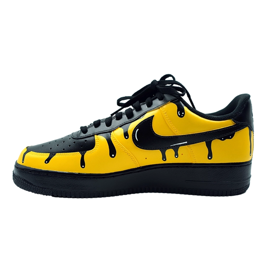 Custom Air Force 1 Yellow Black Drip Pattern Lamborghini Theme