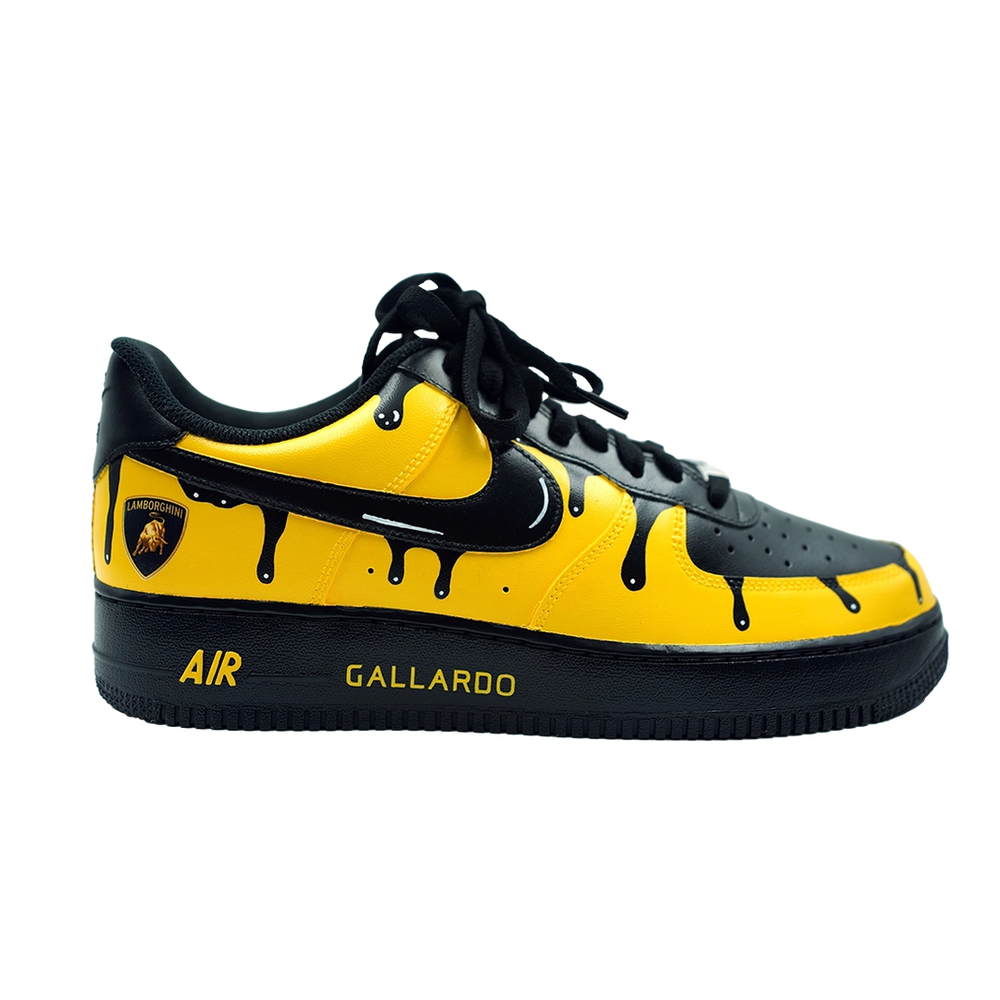 Custom Air Force 1 Yellow Black Drip Pattern Lamborghini Theme