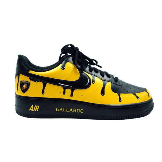 Custom Air Force 1 Yellow Black Drip Pattern Lamborghini Theme