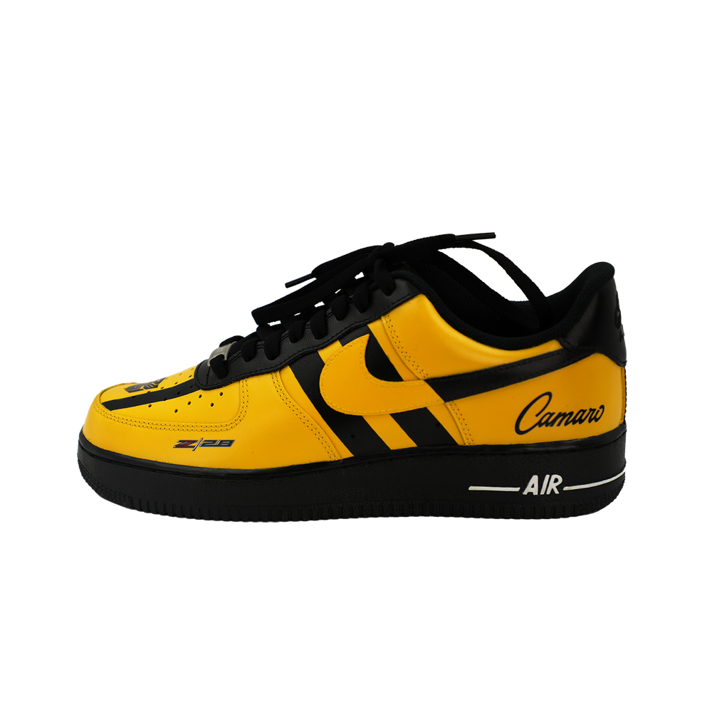 Custom Air Force 1 Yellow Black Stripes And Logo