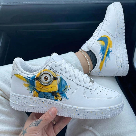 Custom Air Force 1 Yellow Blue Minion Splatter
