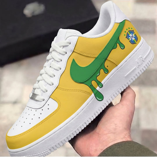 Custom Air Force 1 Yellow Green Brazil Drip