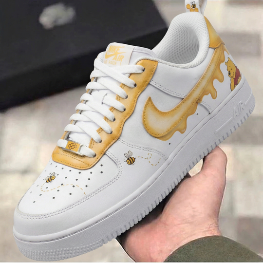 Custom Air Force 1 Yellow Honey Drip Bees Winnie The Pooh
