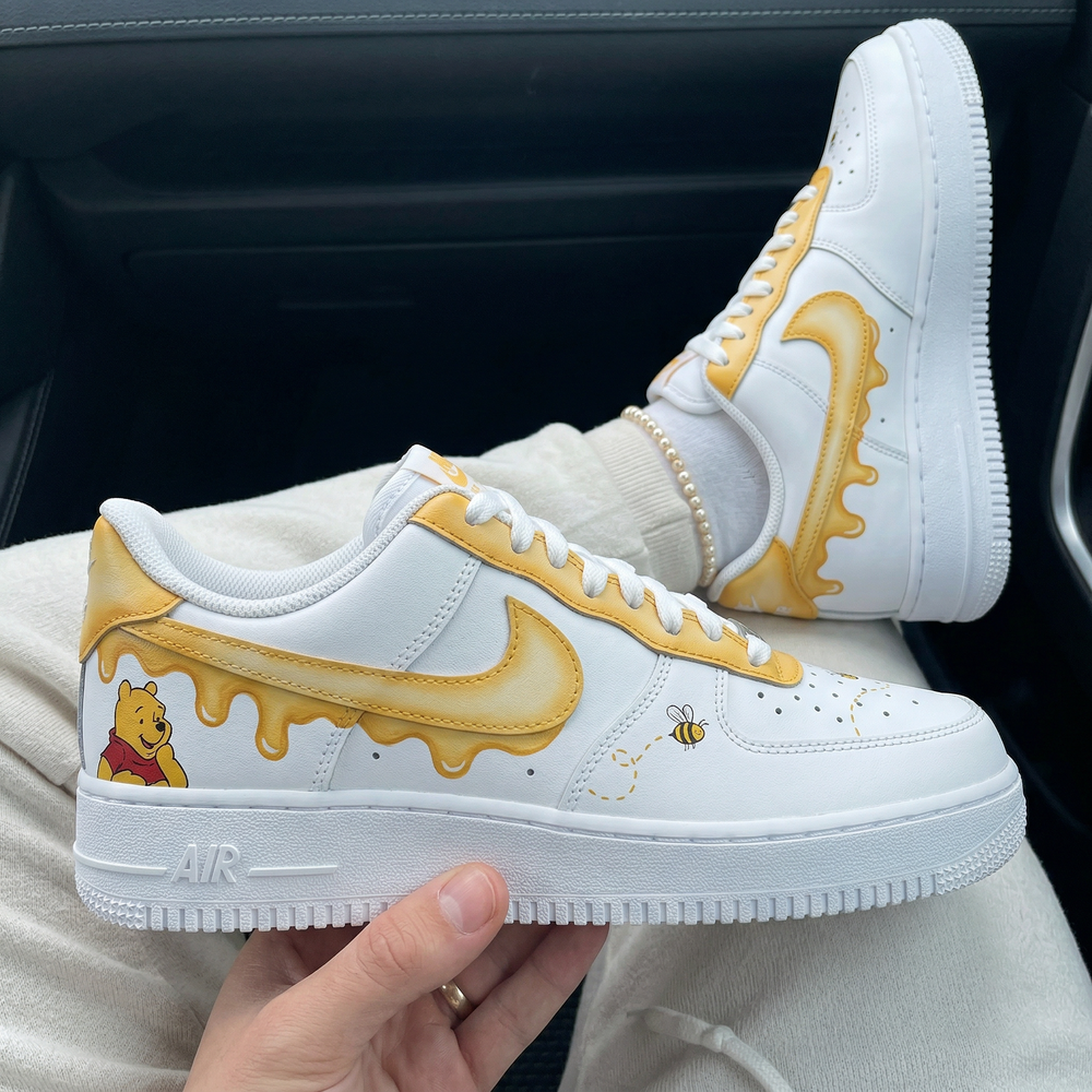 Custom Air Force 1 Yellow Honey Drip Bees Winnie The Pooh