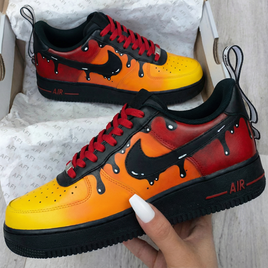 Custom Air Force 1 Yellow Orange Drip Design