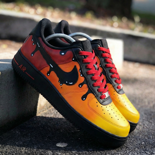 Custom Air Force 1 Yellow Orange Drip Design