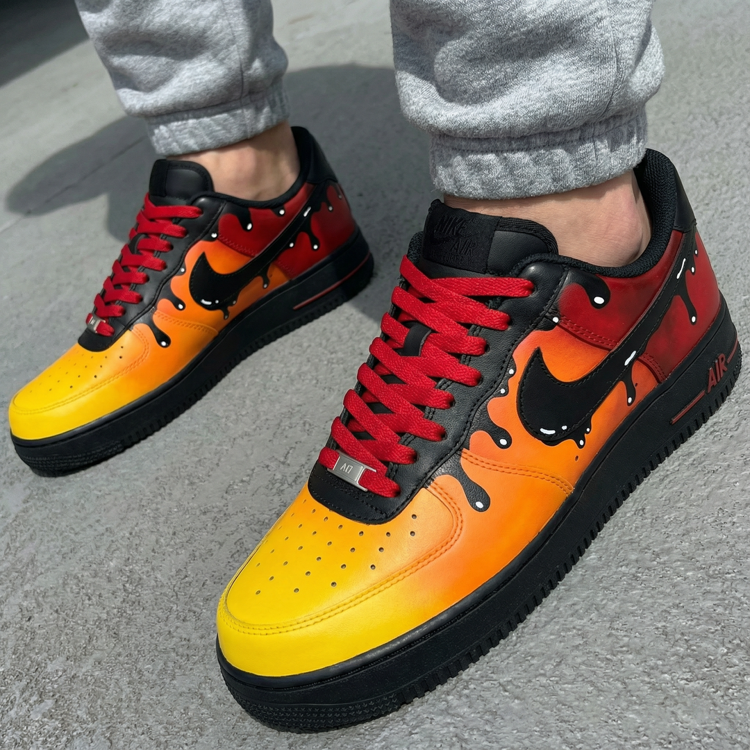 Custom Air Force 1 Yellow Orange Drip Design