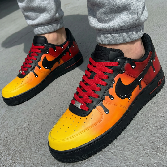 Custom Air Force 1 Yellow Orange Drip Design
