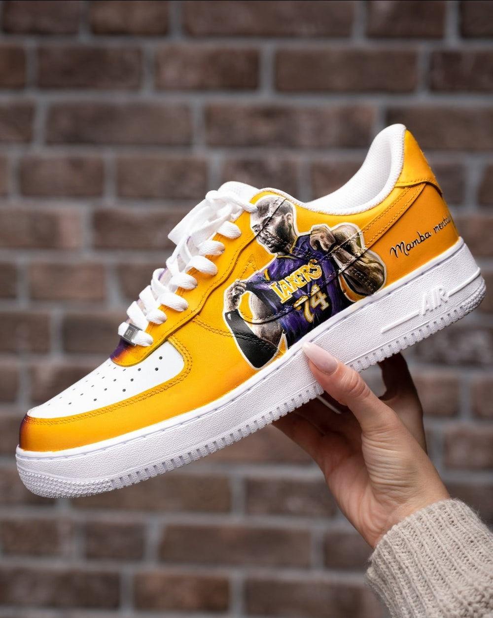 Custom Air Force 1 Yellow Purple Lakers Theme