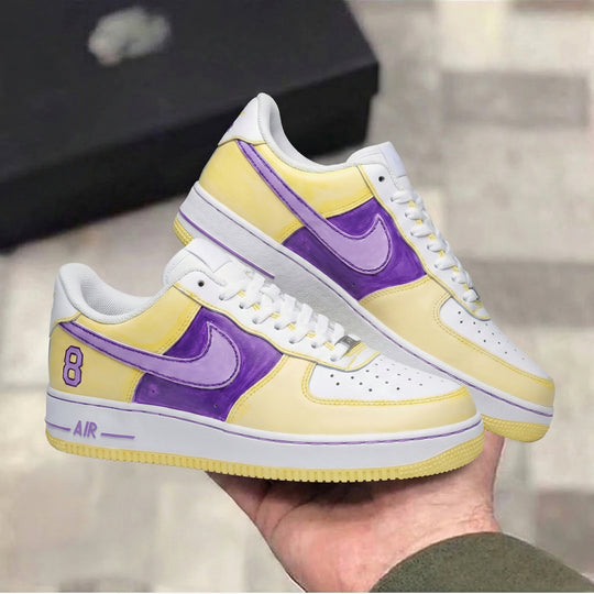 Custom Air Force 1 Yellow Purple Number 8
