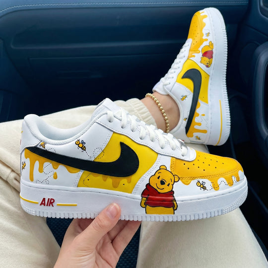 Custom Air Force 1 Yellow Winnie - the - Pooh and Bees Design