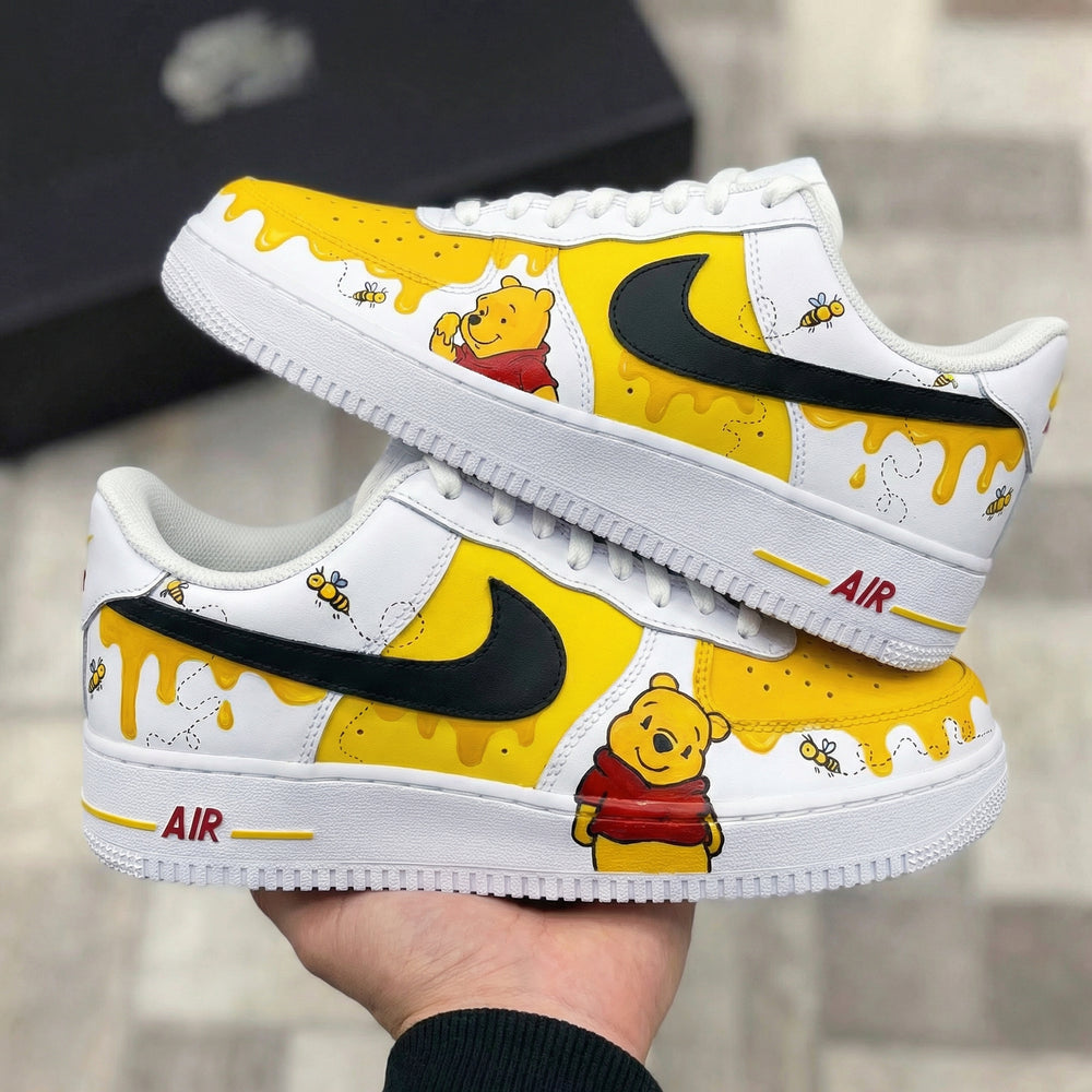 Custom Air Force 1 Yellow Winnie - the - Pooh and Bees Design