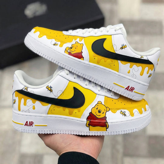 Custom Air Force 1 Yellow Winnie - the - Pooh and Bees Design