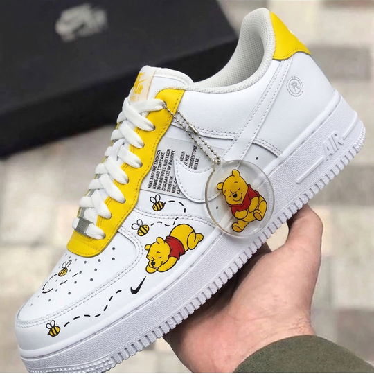 Custom Air Force 1 Yellow Winnie The Pooh Bees Honey Drip