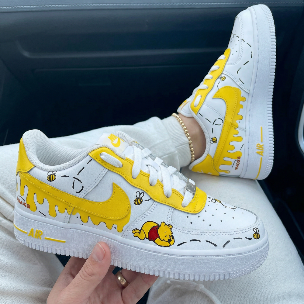 Custom Air Force 1 Yellow Winnie The Pooh Bees Honey Drip