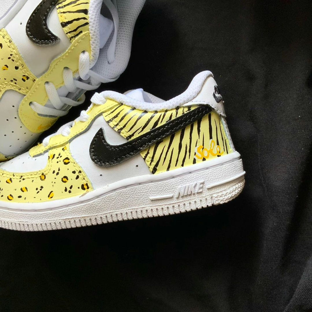 Custom Air Force 1 Yellow Zebra and Leopard Print