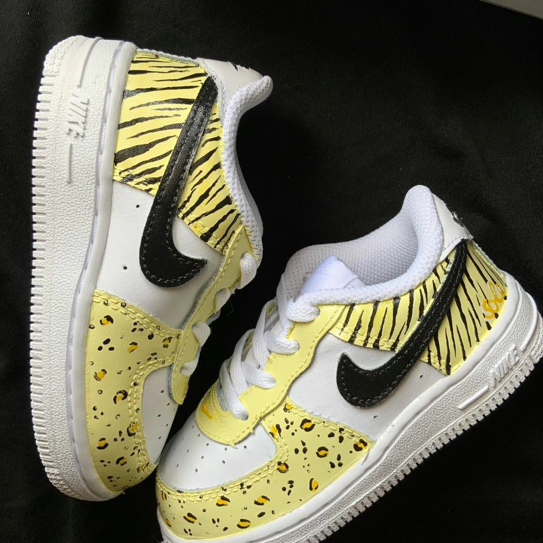 Custom Air Force 1 Yellow Zebra and Leopard Print