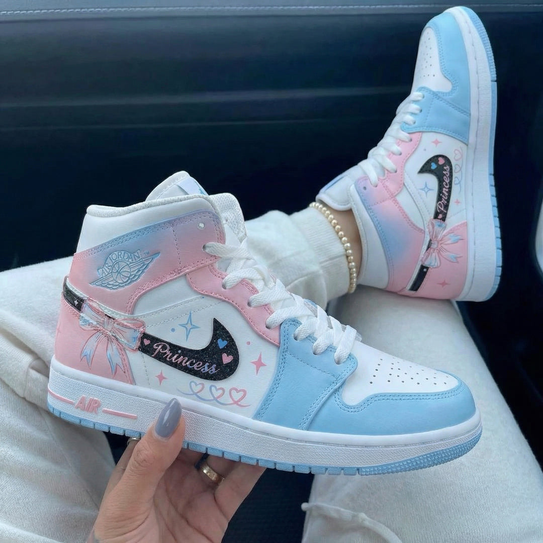 Custom Air Jordan 1 Baby Blue Baby Pink Princess Theme