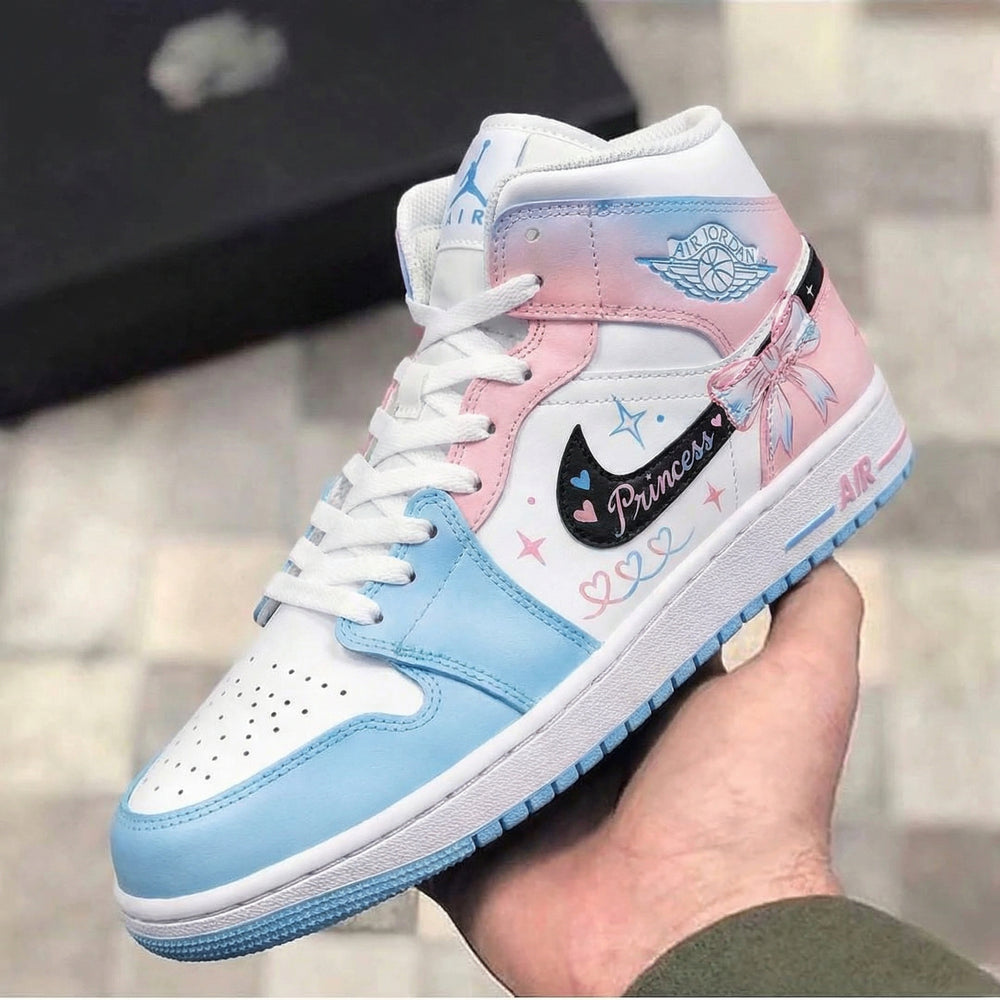 Custom Air Jordan 1 Baby Blue Baby Pink Princess Theme