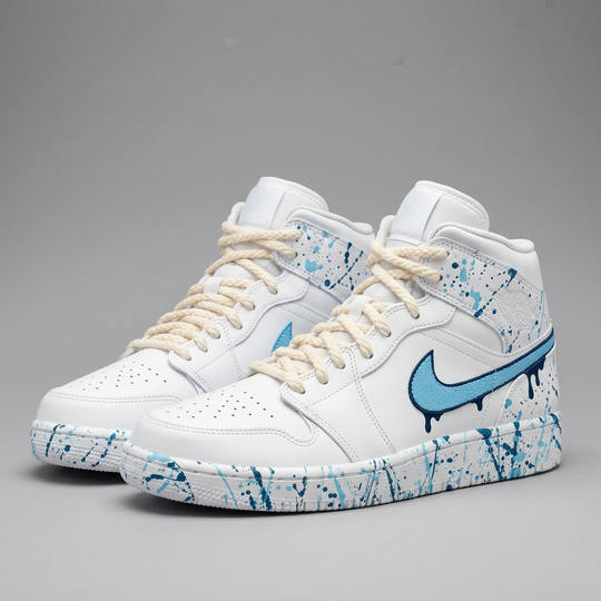 Custom Air Jordan 1 Baby Blue Drip Splatter