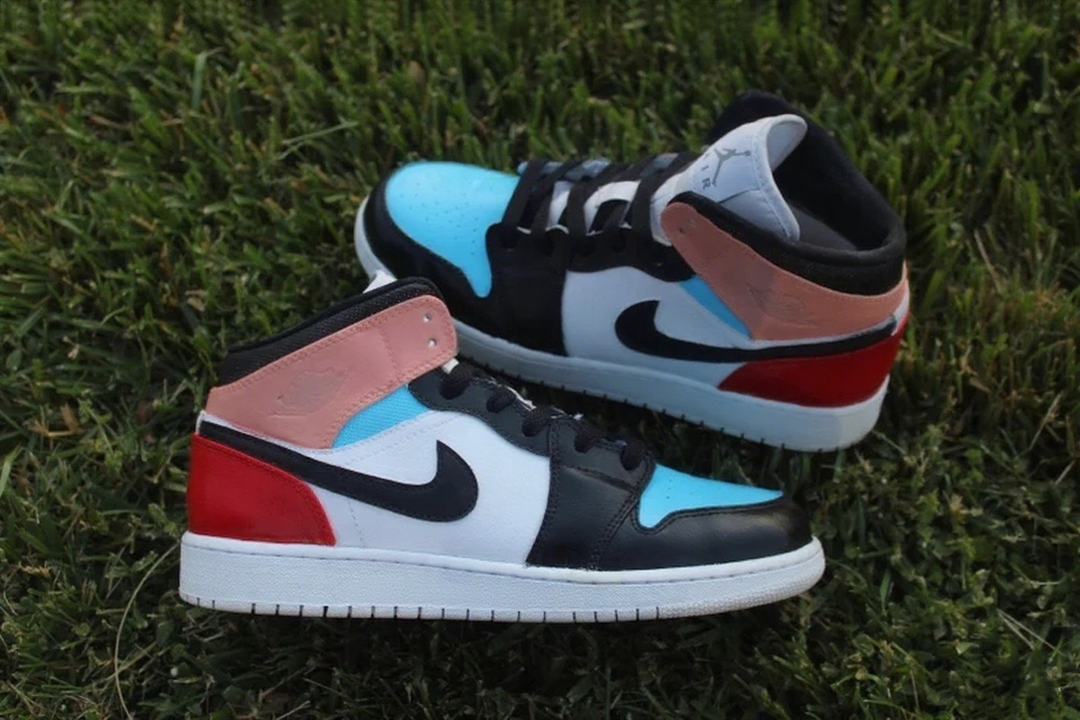 Custom Air Jordan 1 Baby Blue Pink Black Yellow