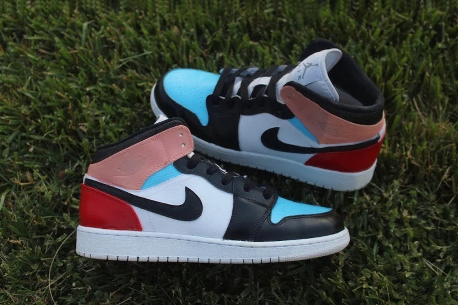 Custom Air Jordan 1 Baby Blue Pink Black Yellow