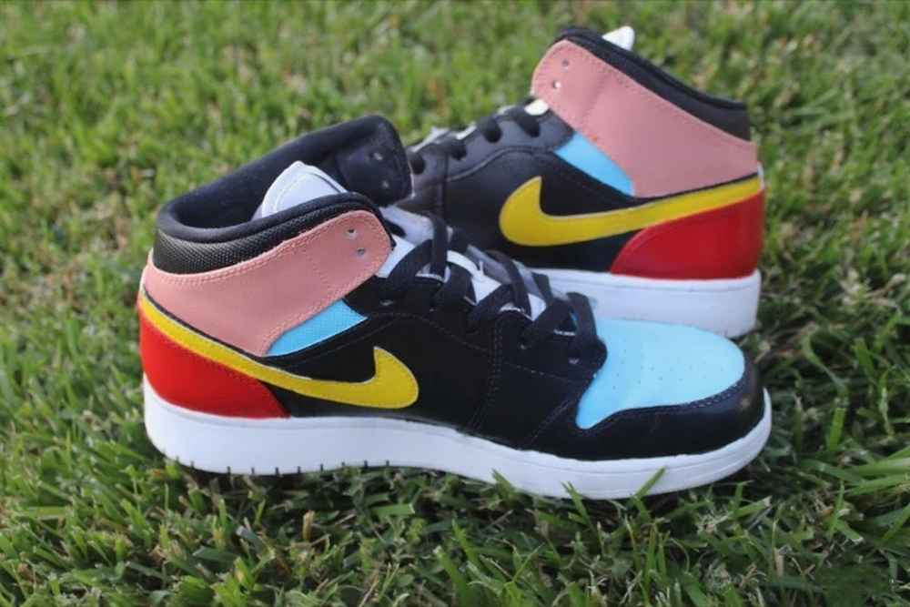 Custom Air Jordan 1 Baby Blue Pink Black Yellow