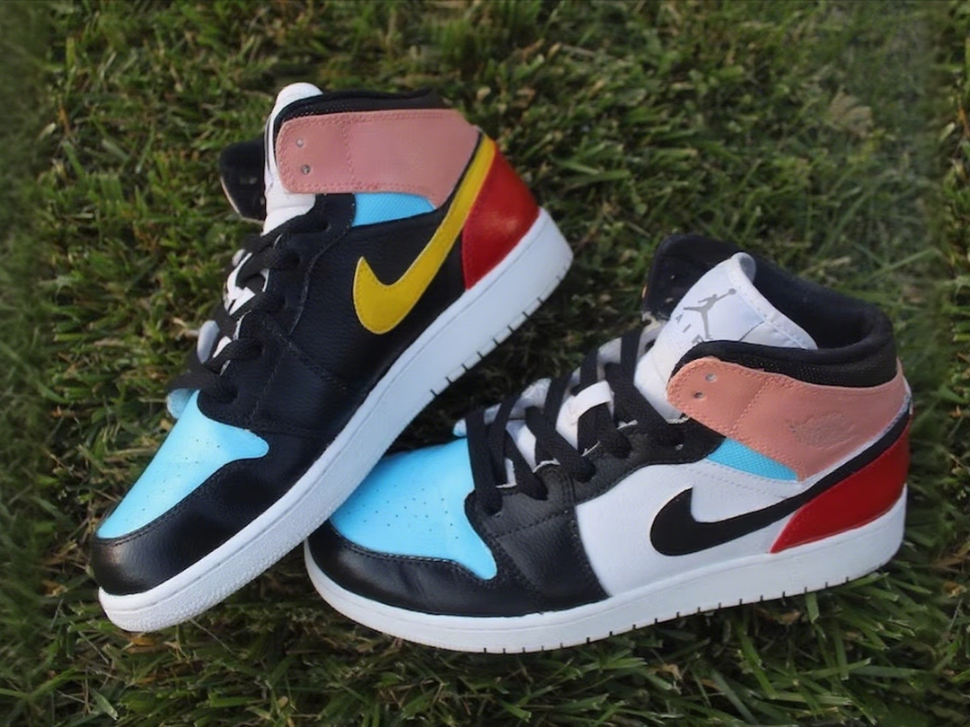Custom Air Jordan 1 Baby Blue Pink Black Yellow