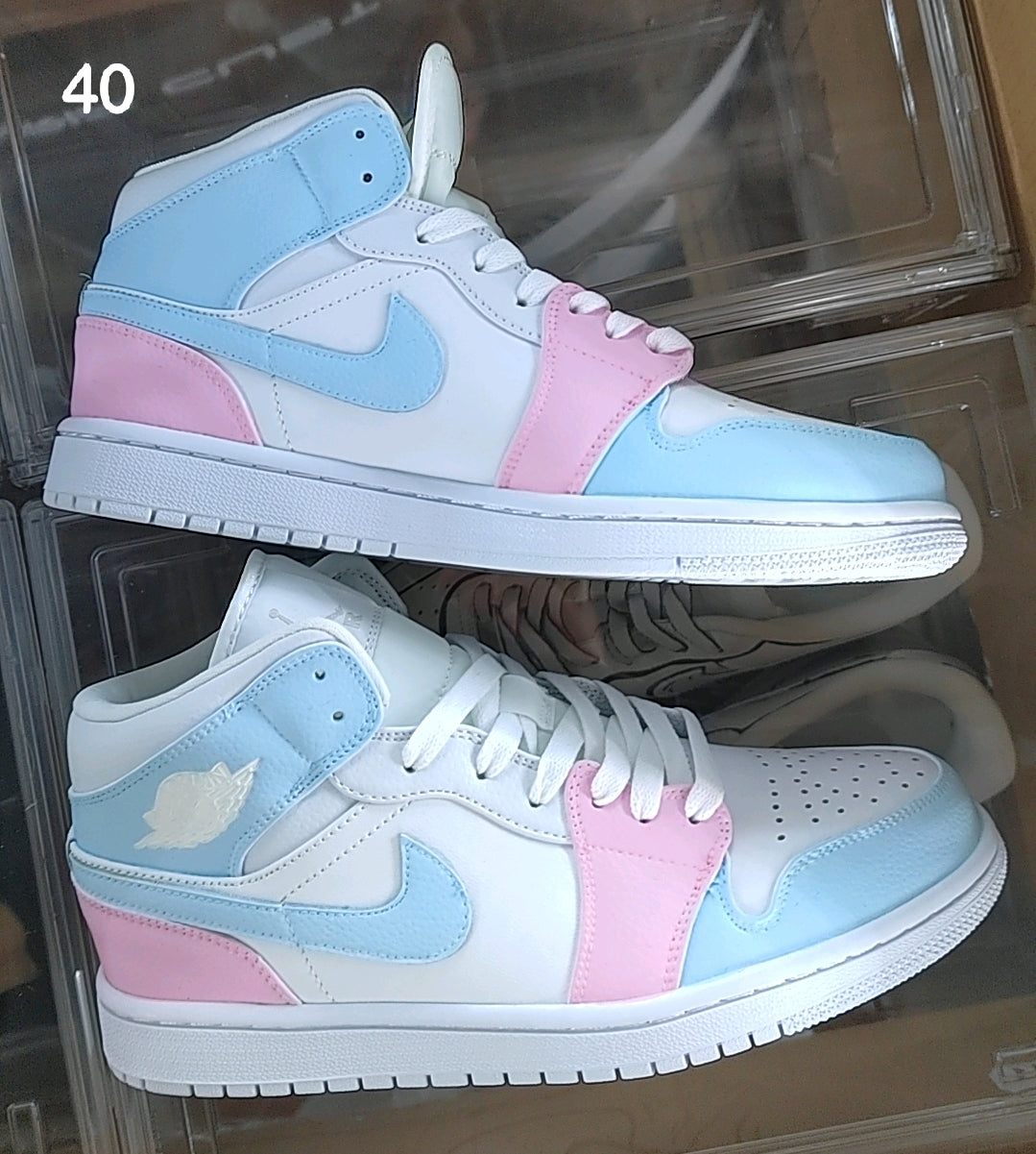 Custom Air Jordan 1 Baby Blue Pink Color Block EUR 40 – Lilaccustom