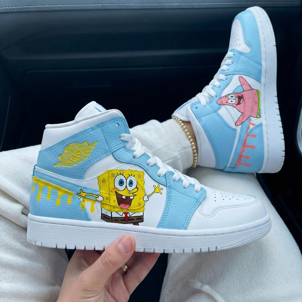 Custom Air Jordan 1 Baby Blue SpongeBob Patrick