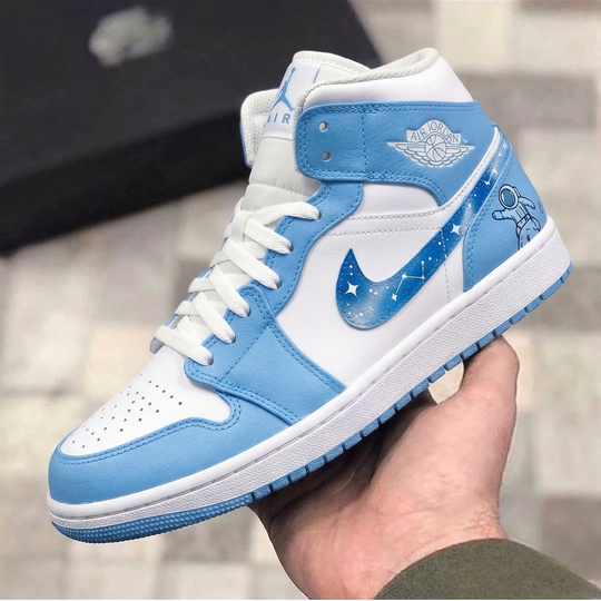 Custom Air Jordan 1 Baby Blue White Astronaut Constellation Starry Sky