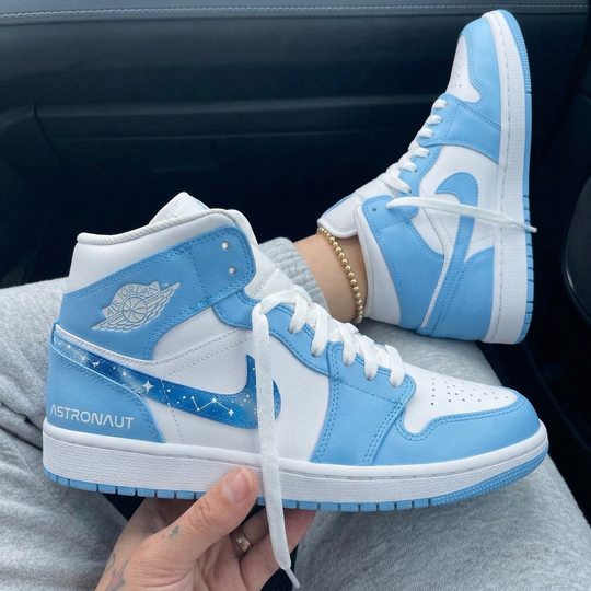 Custom Air Jordan 1 Baby Blue White Astronaut Constellation Starry Sky