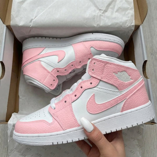 Custom Air Jordan 1 Baby Pink and White