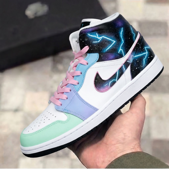 Custom Air Jordan 1 Baby Pink Baby Blue Mint Galaxy Lightning
