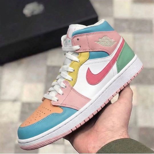 Custom Air Jordan 1 Baby Pink Baby Blue Yellow Green Orange