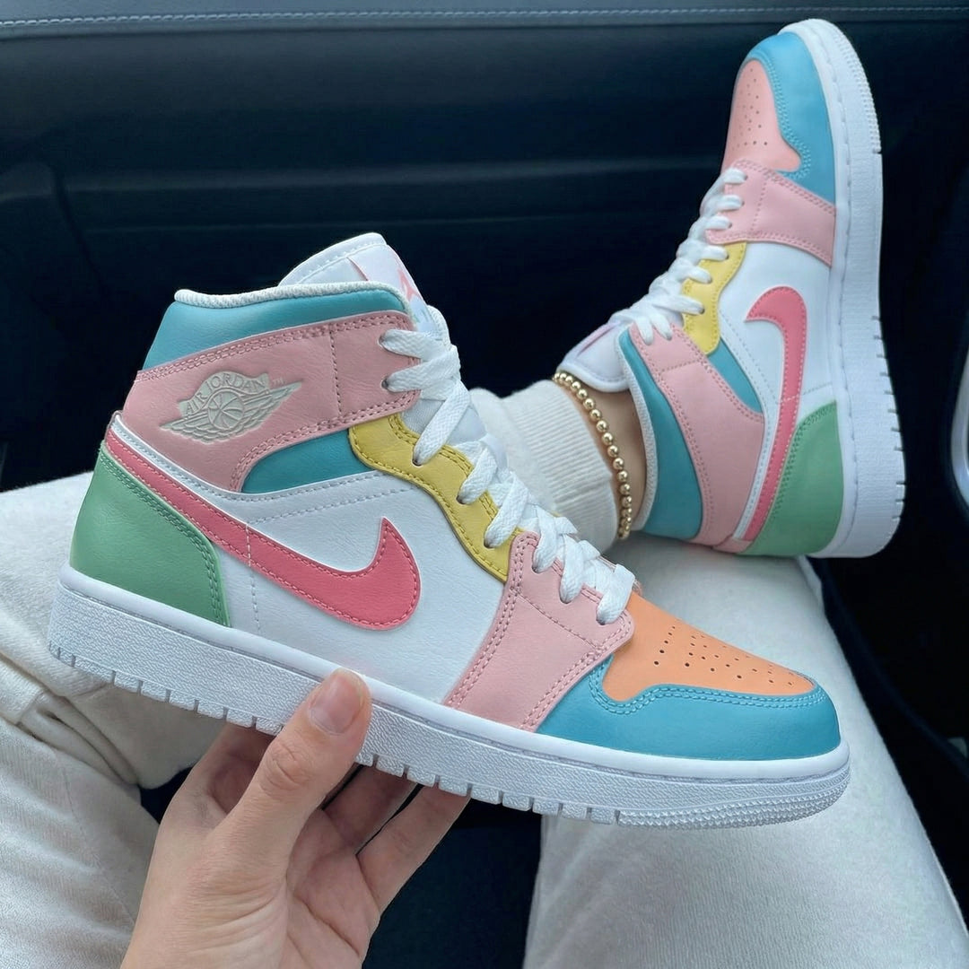 Custom Air Jordan 1 Baby Pink Baby Blue Yellow Green Orange