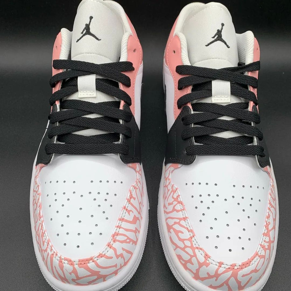 Custom Air Jordan 1 Baby Pink Black Crackle Pattern
